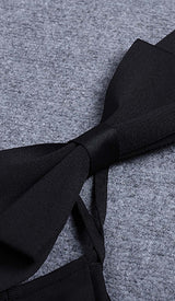 PLUNGING NECKLINE BOW MIDI DRESS IN BLACK DRESS sis label