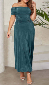 PLUS OFF SHOULDER MIDI DRESS IN GREEN DRESS STYLE OF CB