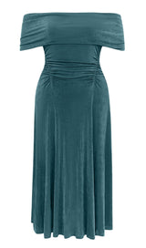 PLUS OFF SHOULDER MIDI DRESS IN GREEN DRESS STYLE OF CB