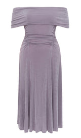 PLUS OFF SHOULDER MIDI DRESS IN PURPLE DRESS STYLE OF CB