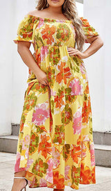 PLUS SIZE FLORAL PRINT MIDI DRESS IN MULTICOLOR DRESS STYLE OF CB