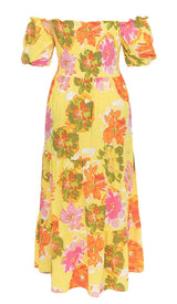 PLUS SIZE FLORAL PRINT MIDI DRESS IN MULTICOLOR DRESS STYLE OF CB