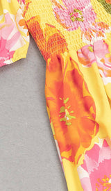 PLUS SIZE FLORAL PRINT MIDI DRESS IN MULTICOLOR DRESS STYLE OF CB