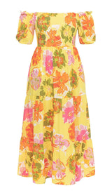PLUS SIZE FLORAL PRINT MIDI DRESS IN MULTICOLOR DRESS STYLE OF CB