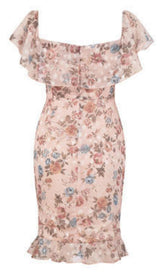 PRINTED FLOWER MIDI DRESS IN PINK Dresses styleofcb
