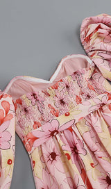 PUFF FLORAL MIDI DRESS IN PASTEL BLOOMS DRESS STYLE OF CB