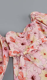 PUFF FLORAL MIDI DRESS IN PASTEL BLOOMS DRESS STYLE OF CB