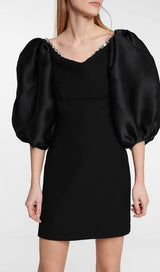 PUFF SLEEVE BANDAGE MINI DRESS IN BLACK Dresses styleofcb