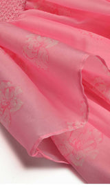 PUFF SLEEVE TIERED MIDI DRESS IN PINK styleofcb