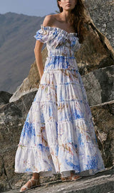 PUFFY SLEEVE CORSET MIDI DRESS IN LAVANDER styleofcb