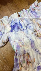 PUFFY SLEEVE CORSET MIDI DRESS IN LAVANDER styleofcb