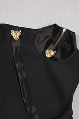 PANTHER HEAD CUT OUT ASYMMETRIC MINI BANDAGE DRESS Bandage Dresses styleofcb