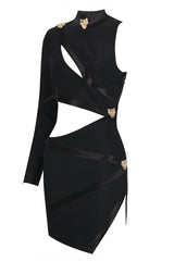 PANTHER HEAD CUT OUT ASYMMETRIC MINI BANDAGE DRESS Bandage Dresses styleofcb