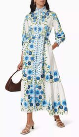 RETRO-INSPIRED TIERED MAXI DRESS IN BLUE DRESS styleofcb