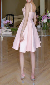 RHINESTONE ROSE APPLIQUE MINI DRESS IN PINK DRESS styleofcb