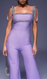 RHINESTONE STRAP JUMPSUIT IN PURPLE DRESS STYLE OF CB