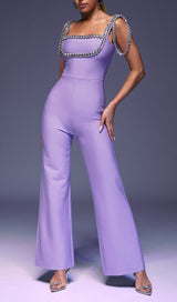 RHINESTONE STRAP JUMPSUIT IN PURPLE DRESS STYLE OF CB