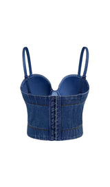 RHINESTONE BACKLESS CROPPED TOP IN NAVY BLUE DRESS STYLE OF CB