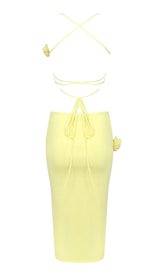 RIBBED CUT OUT MIDI DRESS IN YELLOW DRESS styleofcb