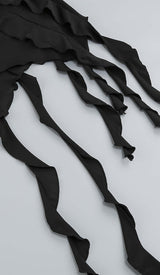 ROSE-DETAIL RUFFLED MINI DRESS IN BLACK DRESS styleofcb