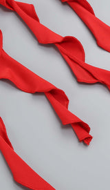 ROSE-DETAIL RUFFLED MINI DRESS IN RED DRESS styleofcb