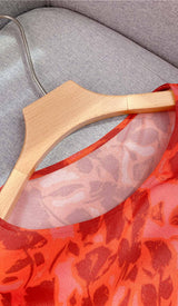 ROSE PRINT FLARE MAXI DRESS IN RED DRESS STYLE OF CB