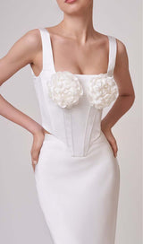 ROSES EMBELISHED CORSET TWO PIECES SET DRESS styleofcb WHITE S