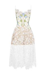 ROSES LACE A-LINE MIDI DRESS IN WHITE DRESS STYLE OF CB