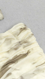 RUCHED BANDEAU MIDI DRESS IN BEIGE DRESS STYLE OF CB