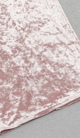 RUFFLED BANDEAU SATIN MAXI DRESS IN PINK styleofcb