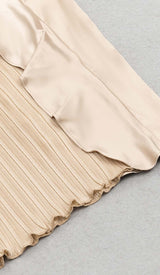 RUFFLED PLATED MAXI DRESS IN KHAKI DRESS styleofcb