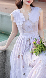 RUFFLED SLEEVELESS MIDI DRESS IN PURPLE DRESS sis label