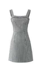 RUFFLED SLEEVELESS MINI DRESS IN GINGHAM DRESS STYLE OF CB