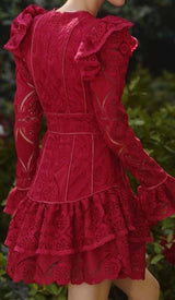 RUFFLED TIERED MINI DRESS IN RED DRESS STYLE OF CB