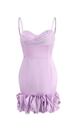 RUFFLED CORSET MINI DRESS IN PURPLE DRESS STYLE OF CB