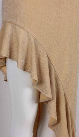 RUFFLES HALTER HIGH LOW DRESS IN GRAY styleofcb