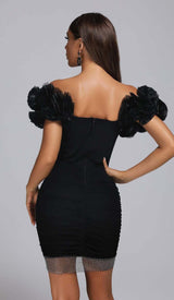 RUFFLES BANDAGE MINI DRESS IN BLACK DRESS STYLE OF CB