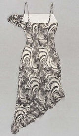 RUFFLE SIDE SPLIT MIDI DRESS IN PALE SAND DRESS STYLE OF CB