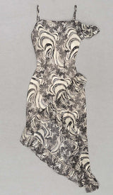 RUFFLE SIDE SPLIT MIDI DRESS IN PALE SAND DRESS STYLE OF CB