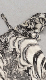 RUFFLE SIDE SPLIT MIDI DRESS IN PALE SAND DRESS STYLE OF CB