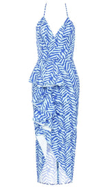 RUFFLE STRIPES MIDI DRESS IN BLUE DRESS styleofcb