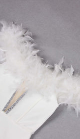 FEATHER PLUNGE MIDI DRESS DRESS STYLE OF CB