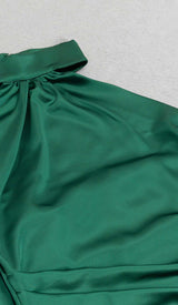 SATIN SIDE TIE MIDI DRESS IN GREEN styleofcb