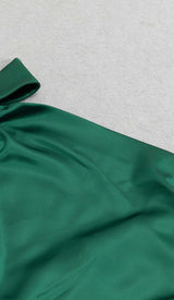 SATIN SIDE TIE MIDI DRESS IN GREEN styleofcb