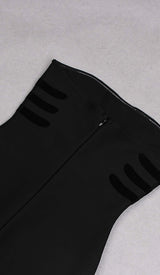 SCULPTURE BUTTON MINI DRESS IN BLACK styleofcb