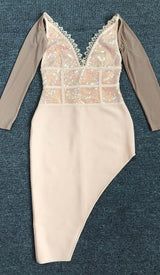 SEQUIN IRREGULAR MIDI DRESS IN PINK DRESS styleofcb