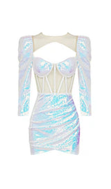 SEQUIN LONG SLEEVED CORSET MINI DRESS Dresses styleofcb
