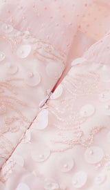 SEQUIN MESH TULLE MIDI DRESS IN PINK DRESS STYLE OF CB