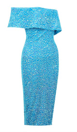 SEQUIN STRAPLESS MIDI DRESS IN BLUE Dresses styleofcb XS BLUE