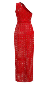 SEQUIN THIGH-SLIT MIDI DRESS IN RED DRESS STYLE OF CB